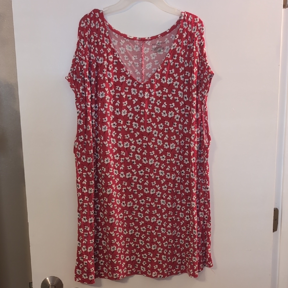 Lane Bryant Red Floral Tunic Top